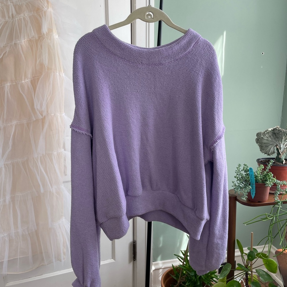 Free People Lavender Crew Neck Sweater